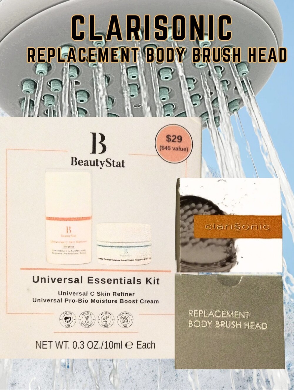 Clarisonic Replacement Body Brushes 2 Pack With Body Skin Care Essentials Kit